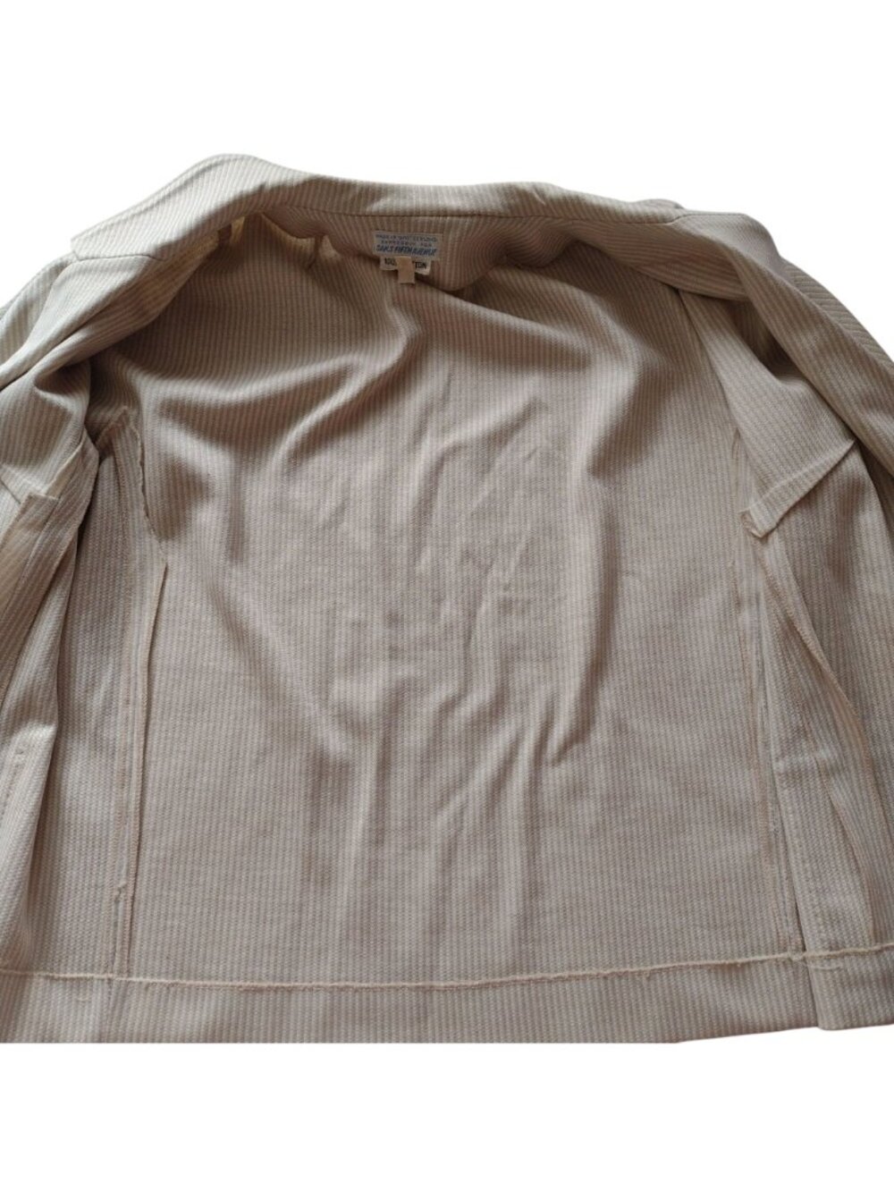 Vintage Mid Century Womens Skirt Suit M L Beige Tonal Stripe 1960s Jackie O - Picture 10 of 16